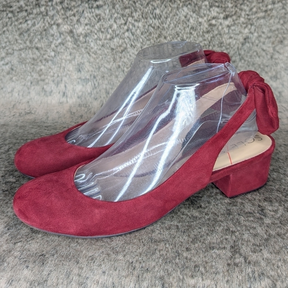 Sole Society Opal Suede Slingback Pumps Red Women's 7.5 - Picture 4 of 11